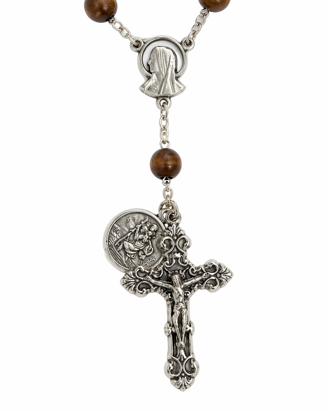 Brown Wooden Auto Rosary