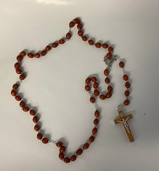 Brown Wood Carved Rosary