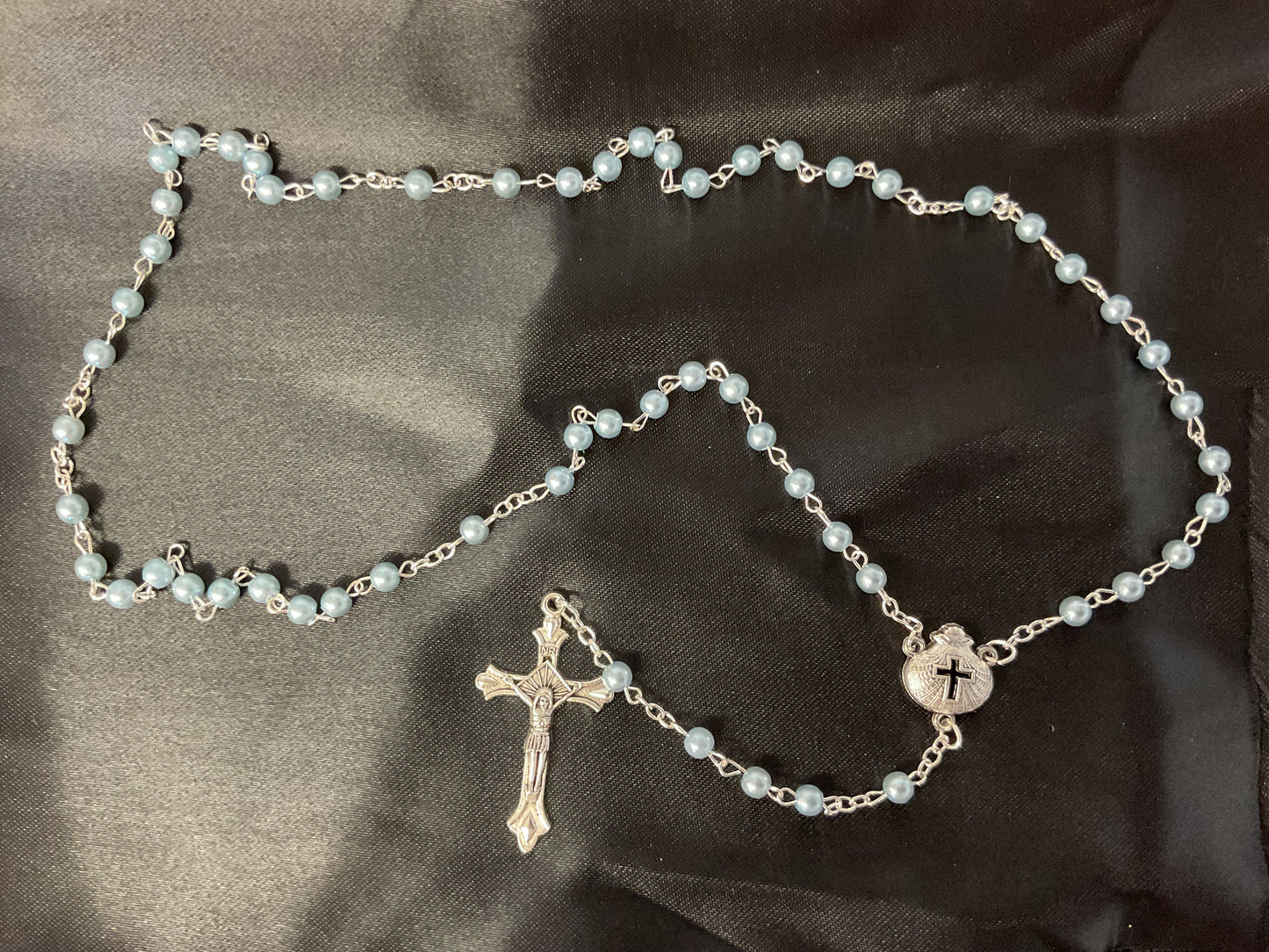 Blue Pearl Baptism Rosary