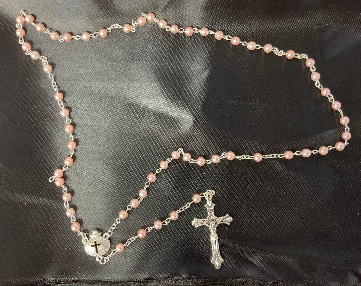 Pink Pearl Baptism Rosary