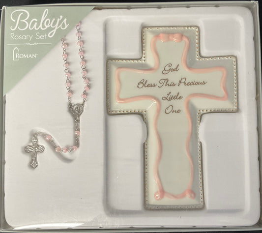 Rosary and Cross Set Pink