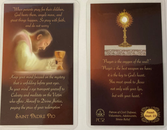 St. Padre Pio Prayer Card