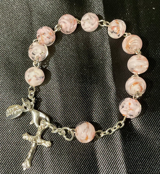 Pink Murano Glass Rosary Braclet