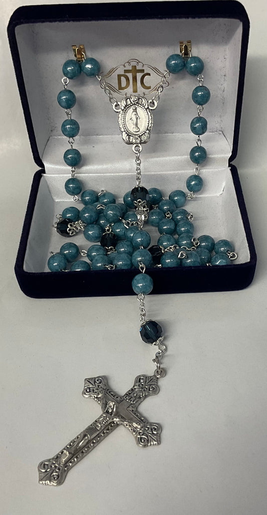 Terracotta Turquoise Bead Rosary with Montana Blue Our Father Beads
