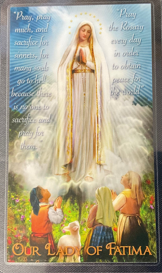 Our Lady of Fatima Prayer Card