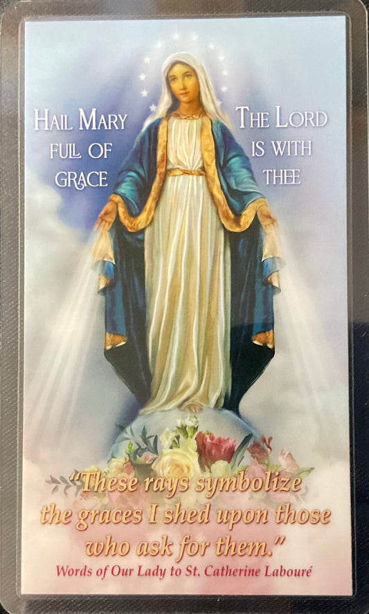 Our Lady of Grace Miraculous Medal Prayer Card