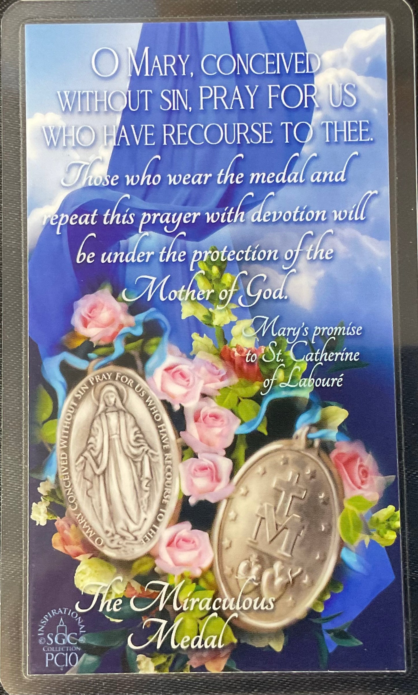 Our Lady of Grace Miraculous Medal Prayer Card