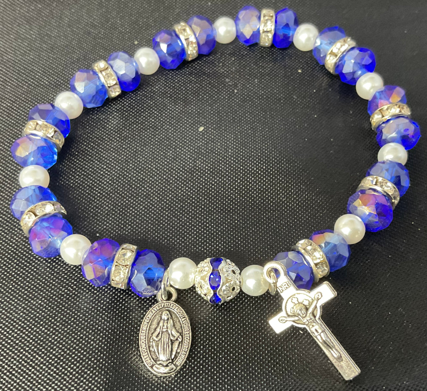 Our Lady of Guadalupe Blue Sapphire Stretch Braclet