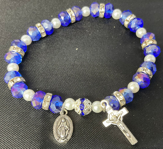 Our Lady of Guadalupe Blue Sapphire Stretch Braclet