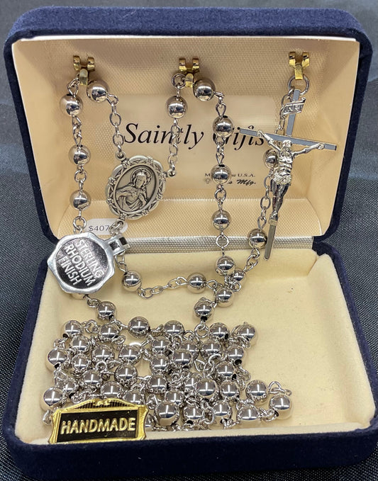 Sterling Silver Rosary 6MM Bead